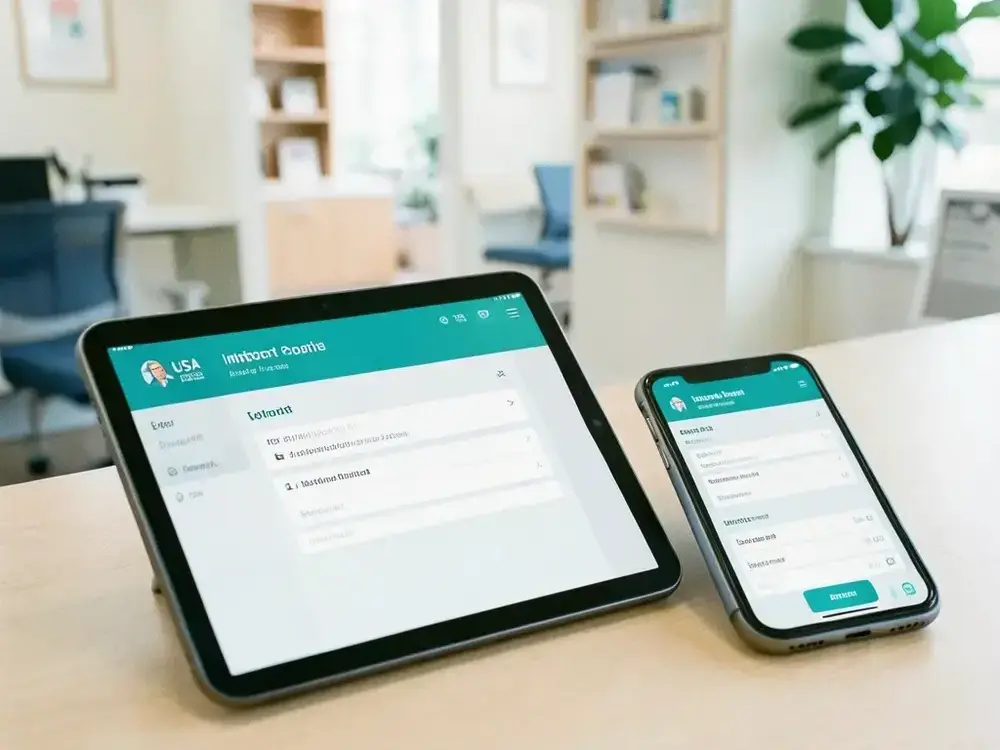 Healthcare patient portal showing intake workflow