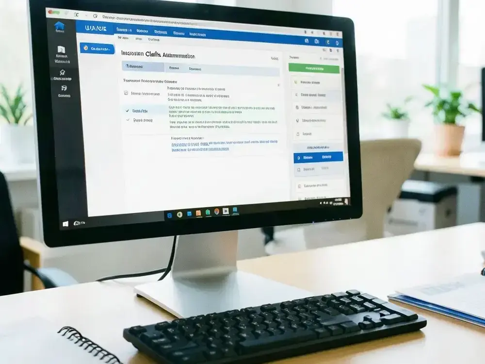 Insurance claims automation workflow on screen