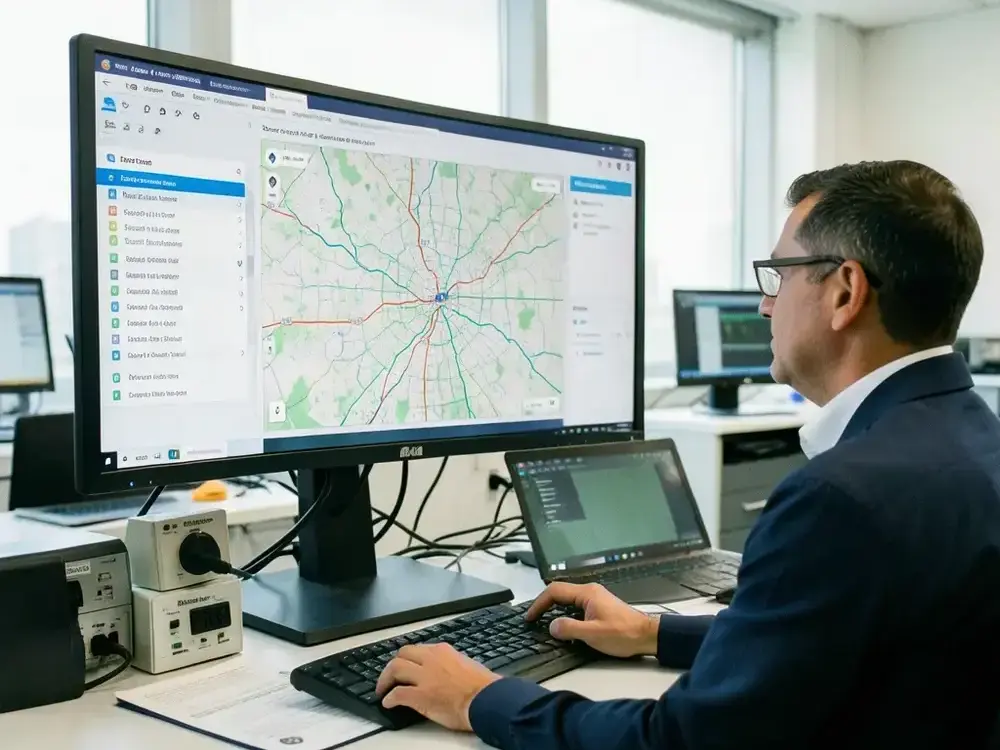 Logistics control dashboard with live fleet map